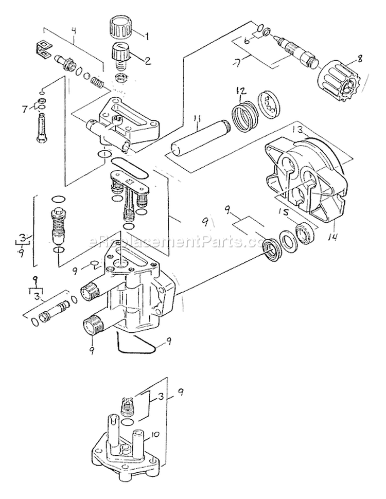 Page C Diagram and Parts List for 9606-0  Briggs and Stratton Pressure Washer